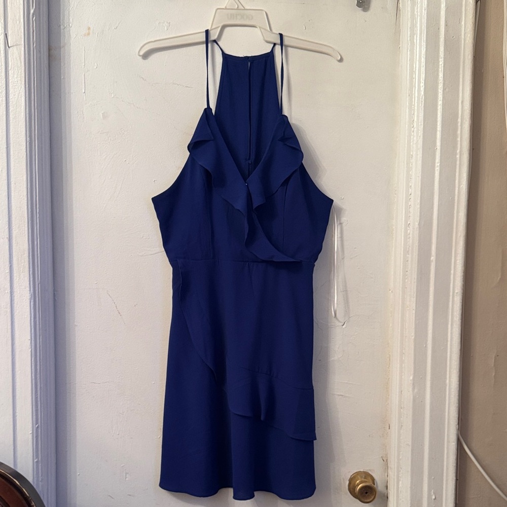 Elegant Blue Halter Dress